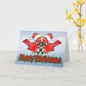 かわいいカーディナルのクリスマスカード カード (黄色い花)