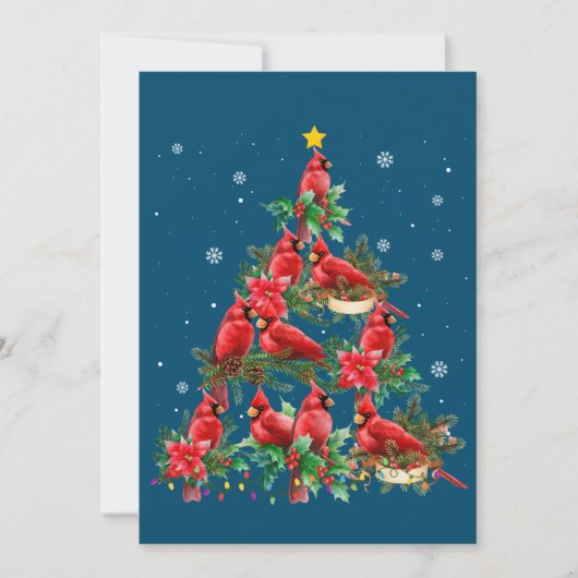 かわいいカーディナル鳥好きのためのクリスマス 招待状 (正面)
