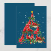 かわいいカーディナル鳥好きのためのクリスマス 招待状 (正面/裏面)