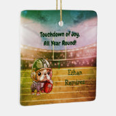 かわいいカートゥーフランスのブルドッグのクォーターバック セラミックオーナメント (右)