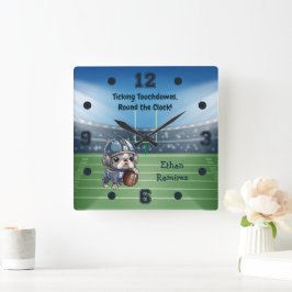 かわいいカートゥーフランスのブルドッグ準スタジアム スクエア壁時計