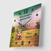 かわいいカートゥーフランスのブルドッグ準スタジアム スクエア壁時計 (傾斜)