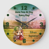 かわいいカートゥーフランスのブルドッグ準スタジアム ラージ壁時計 (正面)