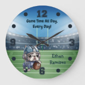 かわいいカートゥーフランスのブルドッグ準スタジアム ラージ壁時計 (正面)