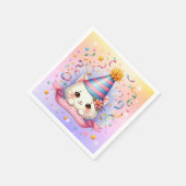 かわいいカートゥーンかわいいキティ猫ハッピーバースデー紙 スタンダードカクテルナプキン (角)