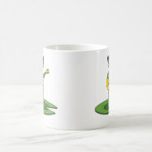 かわいいカートゥーンのギターを弾くカエルイラスト コーヒーマグカップ (中央)