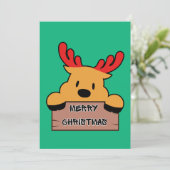 かわいいカートゥーンのクリスマスツリーの鹿のフラットホリデーカード シーズンカード (スタンド正面)