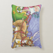 かわいいカートゥーンのクリスマス サンタクロースのそり 鹿 アクセントクッション (正面(垂直))