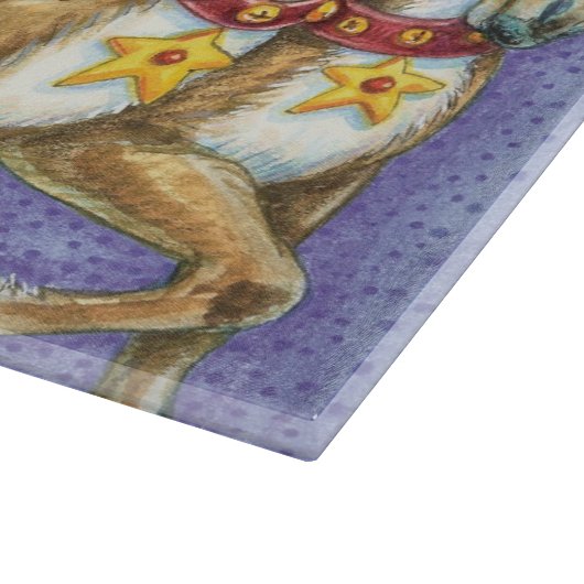 かわいいカートゥーンのクリスマス サンタクロースのそり 鹿 カッティングボード (角)