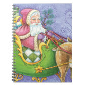 かわいいカートゥーンのクリスマス サンタクロースのそり 鹿 ノートブック (正面)