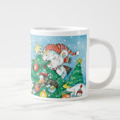 かわいいカートゥーンのクリスマス・ポーラーベア・ペンギンパーティ ジャンボコーヒーマグカップ (右)