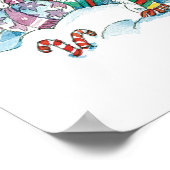 かわいいカートゥーンのクリスマス・ポーラーベア・ペンギンパーティ ポスター (角)