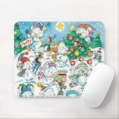 かわいいカートゥーンのクリスマス・ポーラーベア・ペンギンパーティ マウスパッド (マウス)