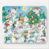 かわいいカートゥーンのクリスマス・ポーラーベア・ペンギンパーティ マウスパッド (正面)