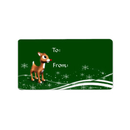 かわいいカートゥーンのトナカイのクリスマスギフトラベル ラベル