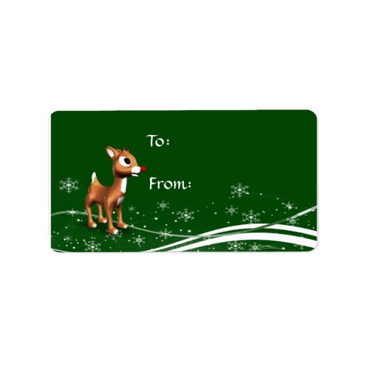 かわいいカートゥーンのトナカイのクリスマスギフトラベル ラベル (正面)