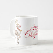 かわいいカートゥーンのトナカイ　メリークリスマス　ホリデー コーヒーマグカップ (正面左)