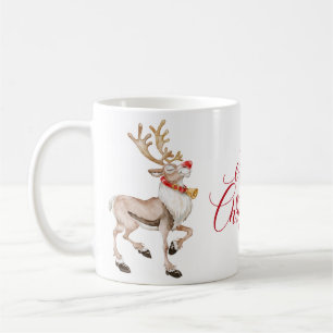 かわいいカートゥーンのトナカイ　メリークリスマス　ホリデー コーヒーマグカップ
