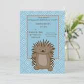 かわいいカートゥーンのヤマアラシの子供の誕生日パーティー 招待状 (スタンド正面)