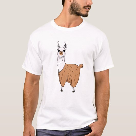 かわいいカートゥーンのラマ - 明るい動物  Tシャツ (正面)