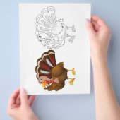 かわいいカートゥーンの七面鳥のぬりえページ チラシ (手)