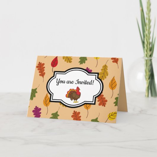 かわいいカートゥーンの七面鳥 | オーダーメイド 招待状 (正面)