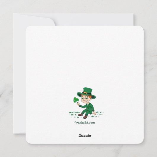 かわいいカートゥーンの妖精とクローバーと虹 シーズンカード (裏面)