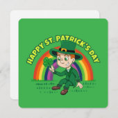 かわいいカートゥーンの妖精とクローバーと虹 シーズンカード (正面/裏面)
