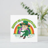 かわいいカートゥーンの妖精とクローバーと虹 招待状 (スタンド正面)