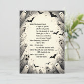 かわいいカートゥーンの幽霊とコウモリのハロウィン 招待状 (スタンド正面)