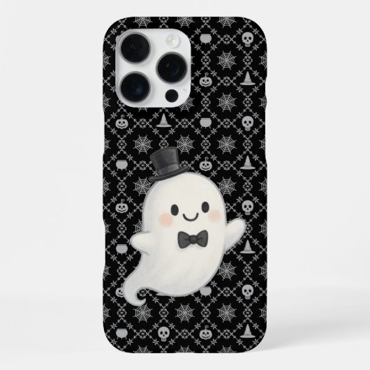 かわいいカートゥーンの幽霊 ハロウィン  iPhoneケース (裏面)