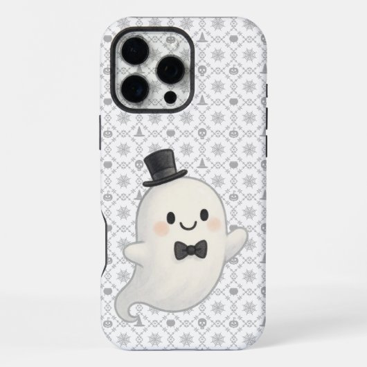 かわいいカートゥーンの幽霊 ハロウィン  iPhoneケース (裏面)