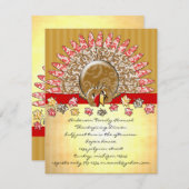 かわいいカートゥーンの感謝祭の七面鳥 招待状 (正面/裏面)