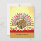 かわいいカートゥーンの感謝祭の七面鳥 招待状 (裏面)