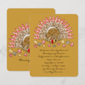 かわいいカートゥーンの感謝祭の七面鳥 招待状 (正面/裏面)