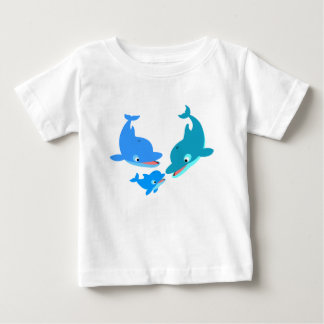 かわいいカートゥーンイルカファミリーベビーTシャツ ベビーTシャツ