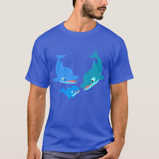 かわいいカートゥーンイルカファミリーTシャツ Tシャツ