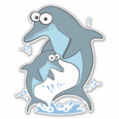かわいいカートゥーンイルカ シール (正面)