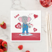 かわいいカートゥーンエレファントホワイトとレッド紙ナプキン スタンダードランチョンナプキン (インサイチュ)