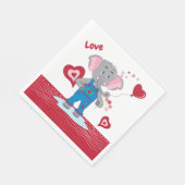 かわいいカートゥーンエレファントホワイトとレッド紙ナプキン スタンダードランチョンナプキン (角)