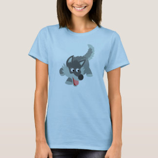 かわいいカートゥーンカオウルフの女性Tシャツ Tシャツ