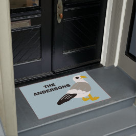 かわいいカートゥーンカモメのライトブルーパーソナライズされた ドアマット