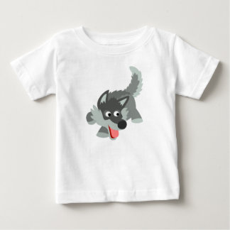 かわいいカートゥーンカートウルフベビーTシャツ ベビーTシャツ
