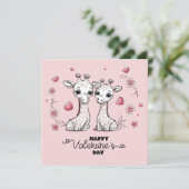 かわいいカートゥーンキリンラバー ハート バレンタインデー シーズンカード (スタンド正面)