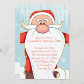 かわいいカートゥーンサンタの長いヒゲのクリスマスパーティー 招待状 (正面/裏面)
