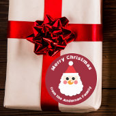 かわいいカートゥーンサンタクロースの顔のクリスマス ラウンドシール