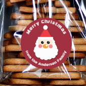 かわいいカートゥーンサンタクロースの顔のクリスマス ラウンドシール