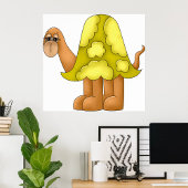 かわいいカートゥーンスタイルの緑の殻を持つフワフワのカメ ポスター