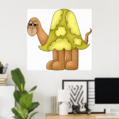 かわいいカートゥーンスタイルの緑の甲羅を持つフワフワのカエル ポスター (ホームオフィス)