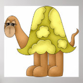 かわいいカートゥーンスタイルの緑の甲羅を持つフワフワのカエル ポスター (正面)